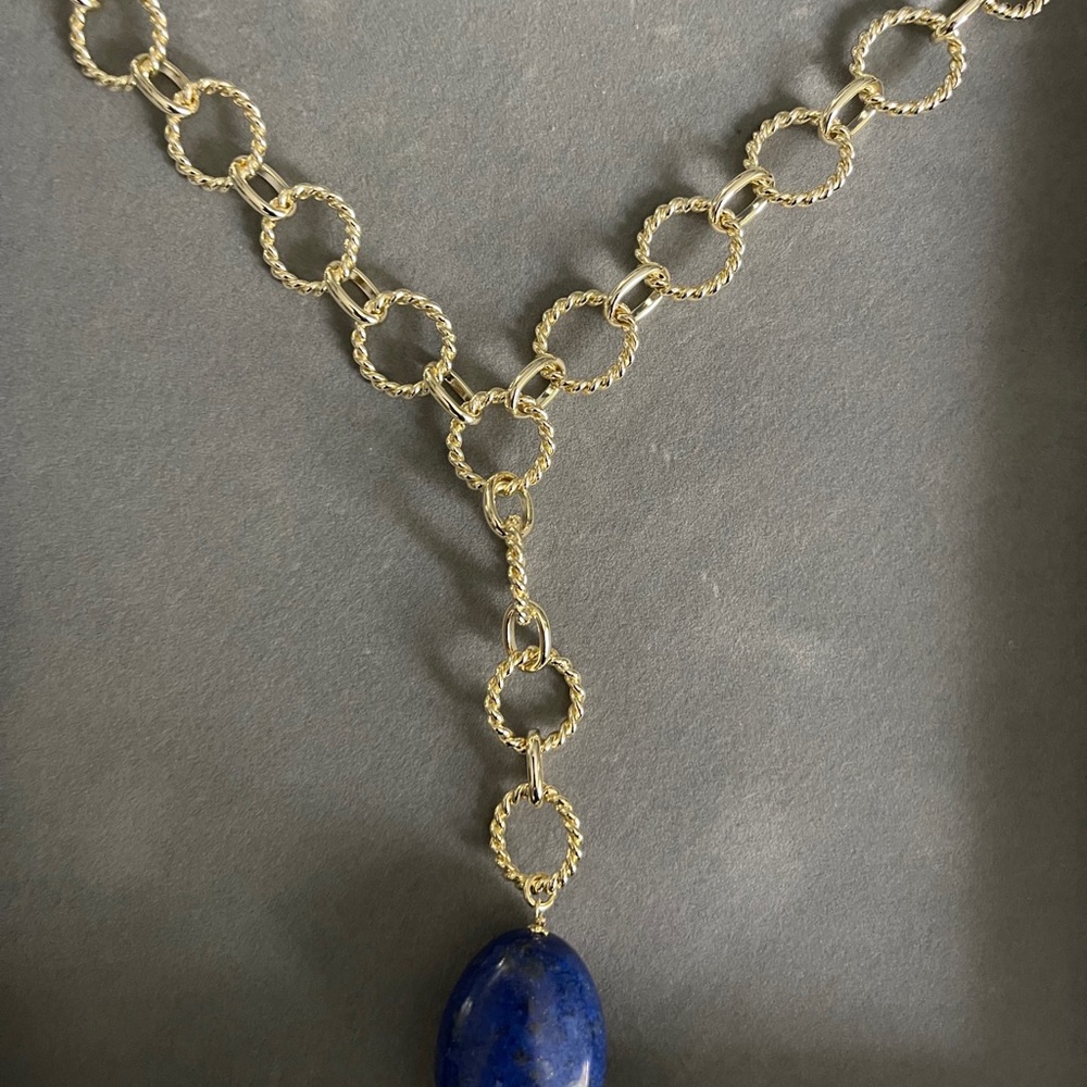 Heidi Daus Gold and Blue Lapis Lazuli Necklace